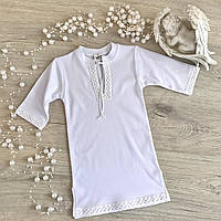 Крестильная рубашка "Крістіан-3" с длинным рукавом Интерлок белый Betis До 68 см