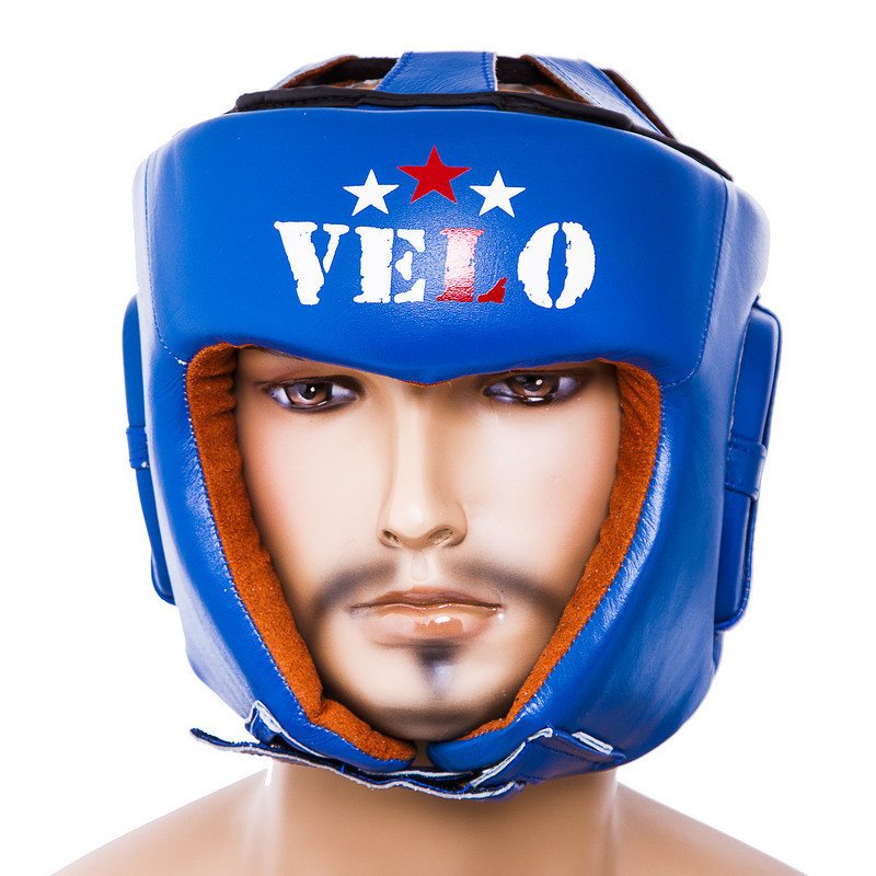 Шолом боксерський синій Velo AIBA, шкіра, розмір L