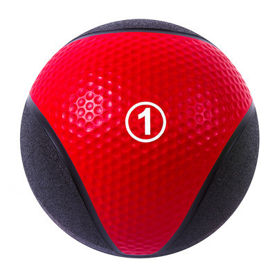 М'яч медичний (медбол) твердий 1кг D=22 см, Iron Master чорно-червоний