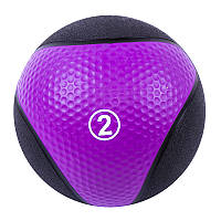 Мяч медицинский (медбол) твёрдый 2кг D=22 см, Iron Master фиолетово-черный