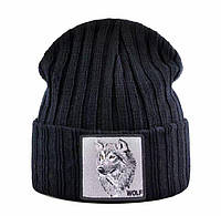 Зимняя мужская шапка с принтом стильная теплая