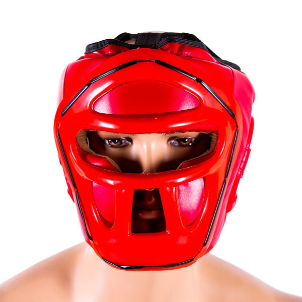 Шолом для боксу червоний з пластикової маскою Venum, розмір S