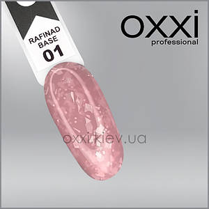 Камуфлююча база з поталлю "RAFINAD BASE" Oxxi Professional №01 (світло-рожева), 10 мл