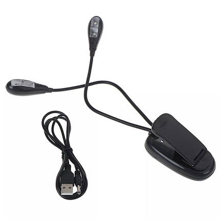 Ліхтарик USB для читання книг, для читання в темряві, ліхтар на 4 світлодіоди з USB, фото 1
