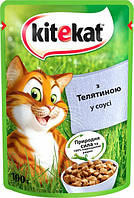 Влажный корм для кошек Kitekat телятина в соусе 100гр*24шт