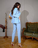 Костюм трійка жіночий піджак брюки і жилет Люкс блакитний (різні кольори) XS S M, фото 2