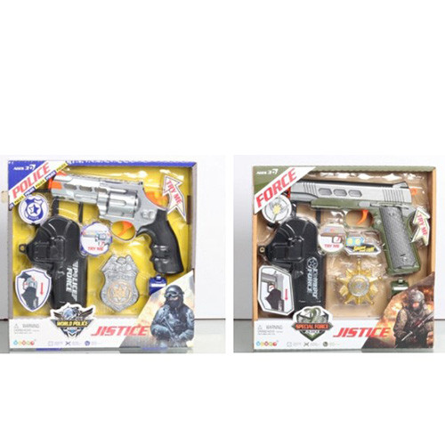 Набір зі зброєю 34650-60 (36 шт.) пістолет, кобура, емблема,звук,світло, батаб, на аркуші, 25-25-4 см, фото 1