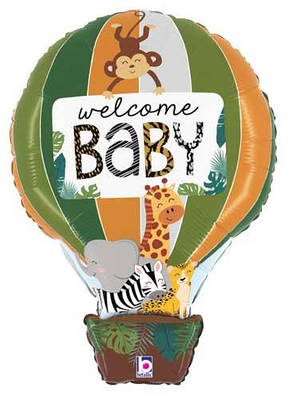 ВТ 24" Jungle Animal Welcome Baby Shape. Фольгована куля на виписку з пологового будинку — унісекс-В УП