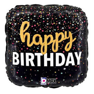 B 18" Birthday Script Confetti Foil Balloons. Куля фольгована День народження — у пап