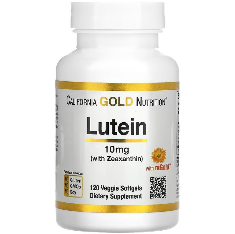 Лютеїн для зору з зеаксантином California GOLD Nutrition "Lutein with Zeaxanthin" 10 мг (120 капсул)