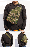 Сумка-рюкзак тактична через плече чоловіча слінг, одно лямковий міні-рюкзак, нагрудний Піксель Темний 6л, фото 3