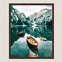 Картина по номерам + багетная рамка Origami Лодка в Альпах LW 3091 40*50 производство Украина Коричневая
