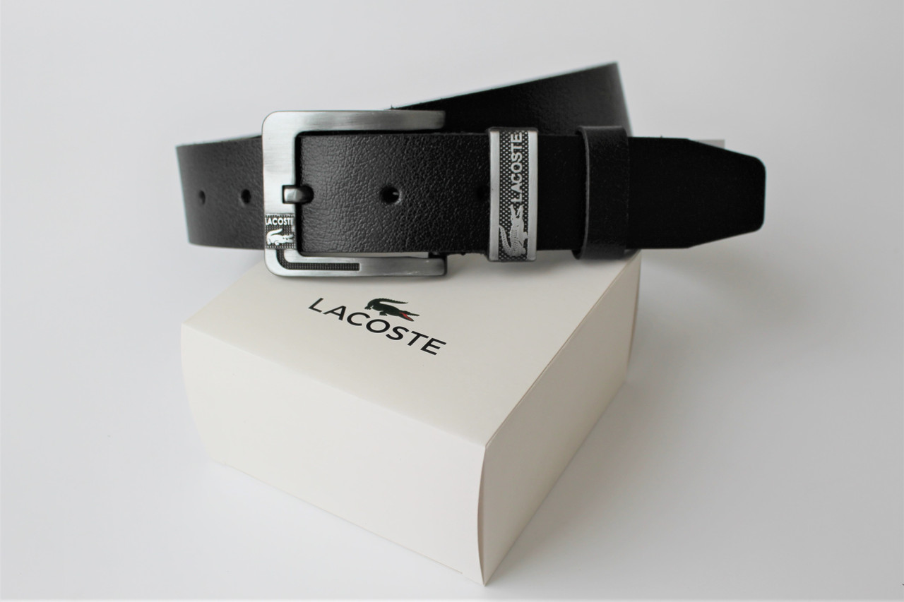 Чоловічий шкіряний ремінь Lacoste в коробці, фото 1