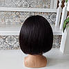 Перука каре з натурального волосся з моновставкою ручної роботи темно-шоколадний IRIS 10"-2natural, фото 3