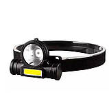 Акумуляторний ліхтар налобний highlight 108, 3w Led + Cob, фото 3
