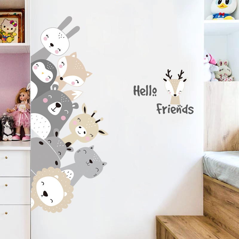 Вінілові наклейки на стіну Звірі - Hello Friends (лист 30 х 90 см) Б480-2