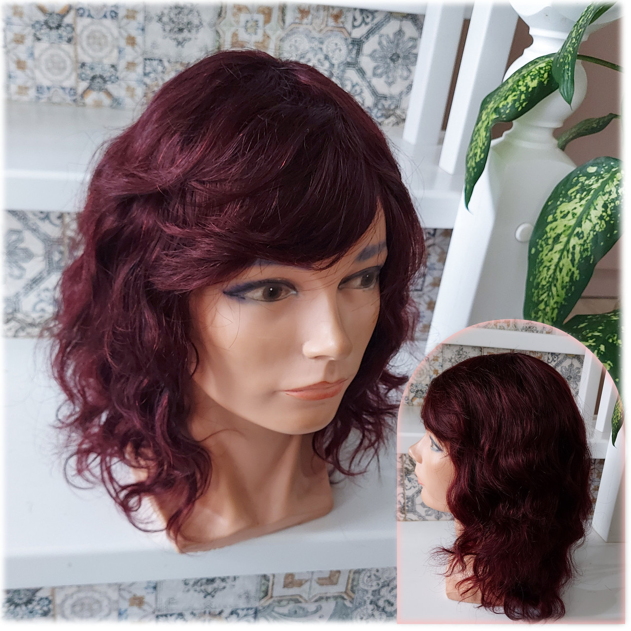 Парик з натурального волосся каскад TRINA 14"- BURG, фото 1