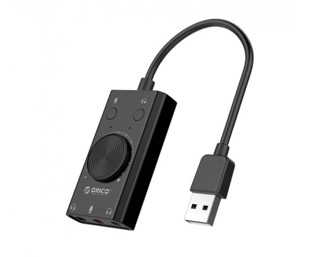 Зовнішня звукова карта Orico SC2-BK USB 2.0 стерео з регулятором гучності
