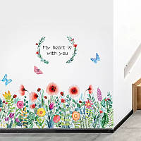Виниловые наклейки в салон красоты на стену Полевые цветы маки (лист 60 х 90 см) Б201-1