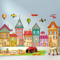 Наклейка в дитячу Веселе кольорове місто (лист 60 х 90 см) Б424-6, фото 3
