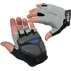 Спортивні еластичні сірі рукавиці з гелевим антиковзким покриттям