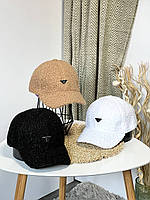 Модная женская меховая стильная кепка Prada Прада