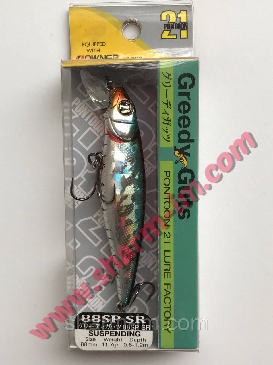Воблер Pontoon 21 Greedy-Guts 88SP-SR Suspending 0.8-1.2 м col. 405 CB Crash HG Wakasagi