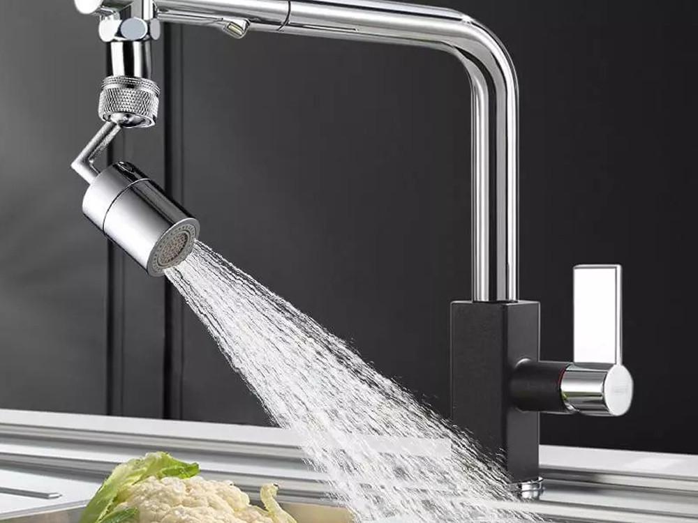 Насадка-фільтр на кран із поворотом 720° Сріблястий, Розсікач води для крана