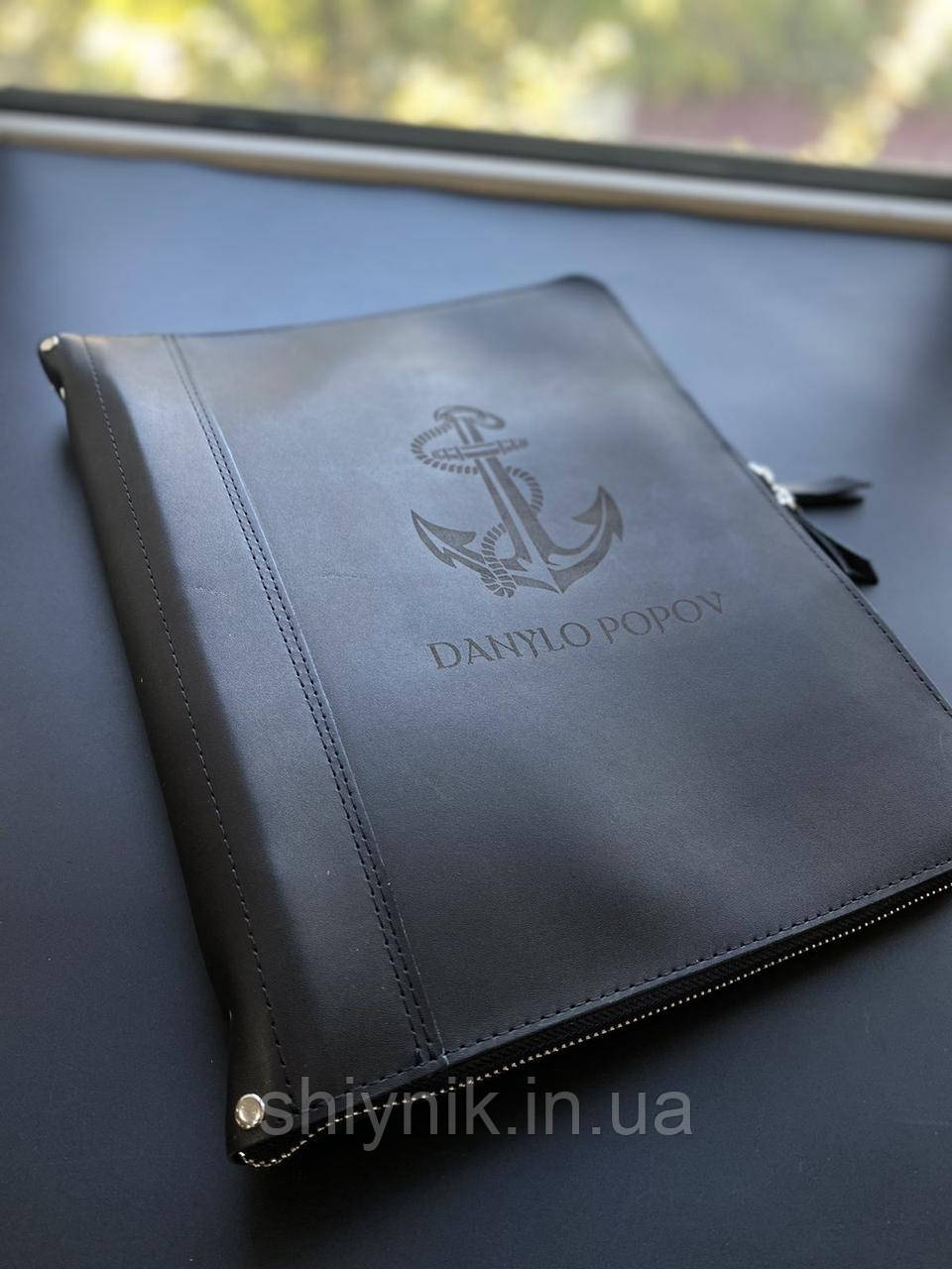 Шкіряна папка для морських документів FAMILY FOLDER чорна