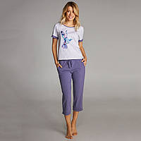 Пижамка женская хлопковая c бриджами ELLEN LNP 304/001 3XL меланж фиолетовый с серым