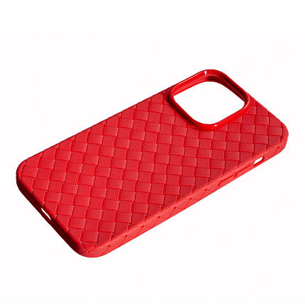 Чохол Шкіра Плетіння для Apple iPhone 14 Pro Max Red, фото 3
