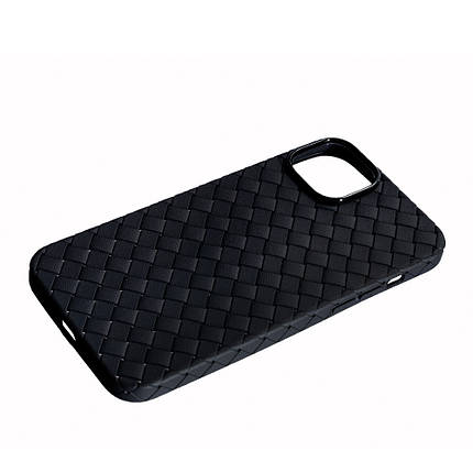 Чохол Шкіра Плетіння для Apple iPhone 14 Plus Black, фото 3