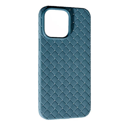 Чохол Шкіра Плетіння для Apple iPhone 14 Pro Max Grey, фото 1