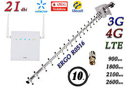 Повний комплект для 3G/4G/LTE WiFi Роутер ERGO R0516 + антена 21 дб під Київстар, Vodafone, Lifecell Band 3+8