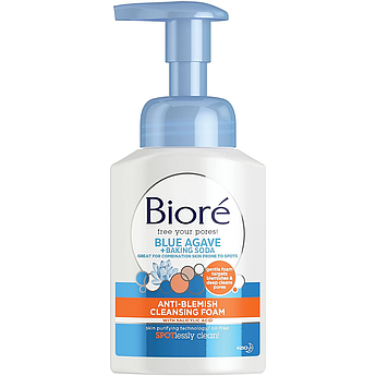 Пінка для вмивання проблемної шкіри із содою Bioré Blue Agave & Baking Soda Anti Blemish Cleansing Foam 200 мл