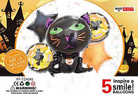Набор фольгированных шаров Halloween Черный кот, шары на Хэллоуин, 5 шт