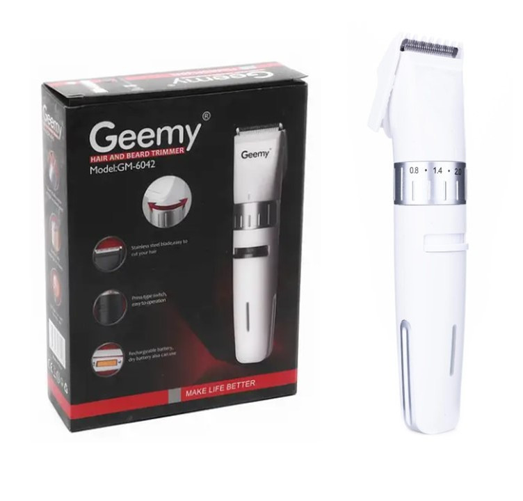 Безпровідна машинка для стрижки тример Geemy GM-6042 White, фото 1