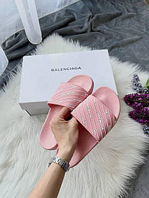 Balenciaga Slides Small Logo Pink