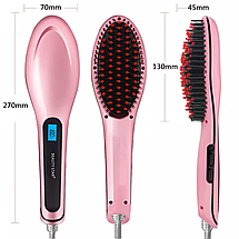 Електричний гребінець випрямляч для волосся Fast Hair Straightener HQT-906, рожевий, фото 4