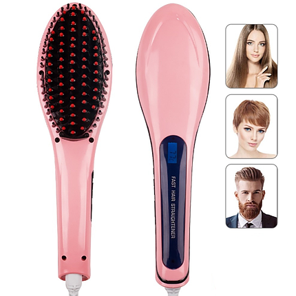 Електричний гребінець випрямляч для волосся Fast Hair Straightener HQT-906, рожевий, фото 1