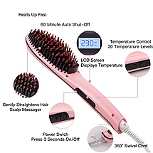 Електричний гребінець випрямляч для волосся Fast Hair Straightener HQT-906, рожевий, фото 5