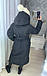 Жіночий довгий зимовий пуховик на запах під пояс у розмірах 42-48 на силіконі 200 і флісовому підкладі, фото 3