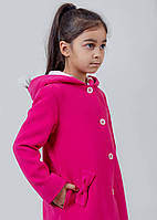 Пальто для девочки демисезонное ярко-розовое