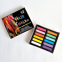 Декоративні крейди пудра для волосся, 12 кольорів