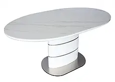Розкладний стіл Intarsio SANREMO CERAMIC білий ефект мармуру/білий глянець 160(200)x90, фото 4