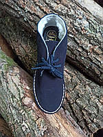 Замшевые темно-синие испанские дезерты ботинки с мехом, еврозима