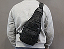 Тактична, штурмова сумка через плече на 6 літрів, рюкзак, барсетка, колір чорний, фото 4