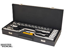 Набір насадок торцевих MASTERTOOL PROFI CrV 1 2 10-32 мм тріскачка 72Т 24 шт металевий кей, 7232737 — 801
