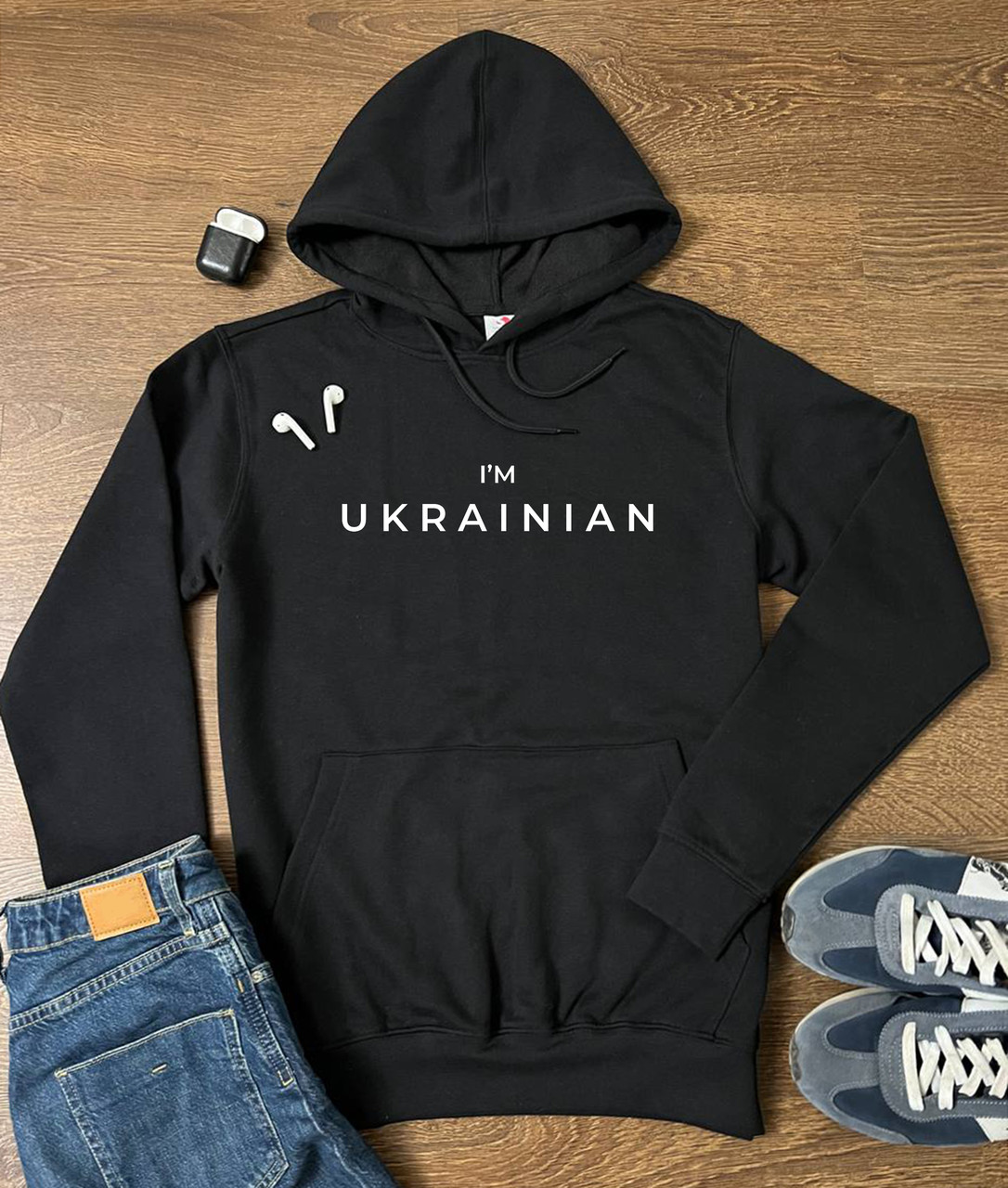 Худі чорний преміум якості " "I am Ukrainian"