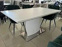 Розкладний стіл Intarsio DETROIT CERAMIC білий ефект мармуру/білий глянець 160(200)x90, фото 5
